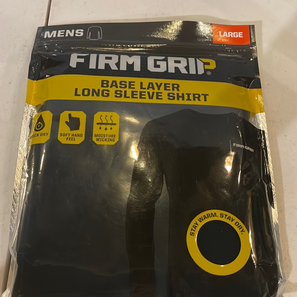 Firm Grip Base Layer Black Men’s Size Large and Extra Large Long Sleeve Shirt